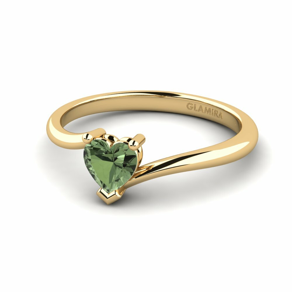 Green Sapphire Engagement Ring Hearteye 5.0 mm