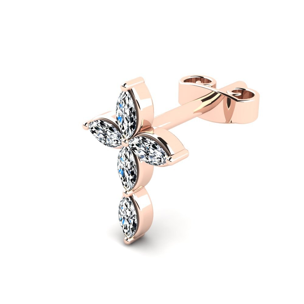 9ct Rose Gold Zirconia Men's Earring Heelies