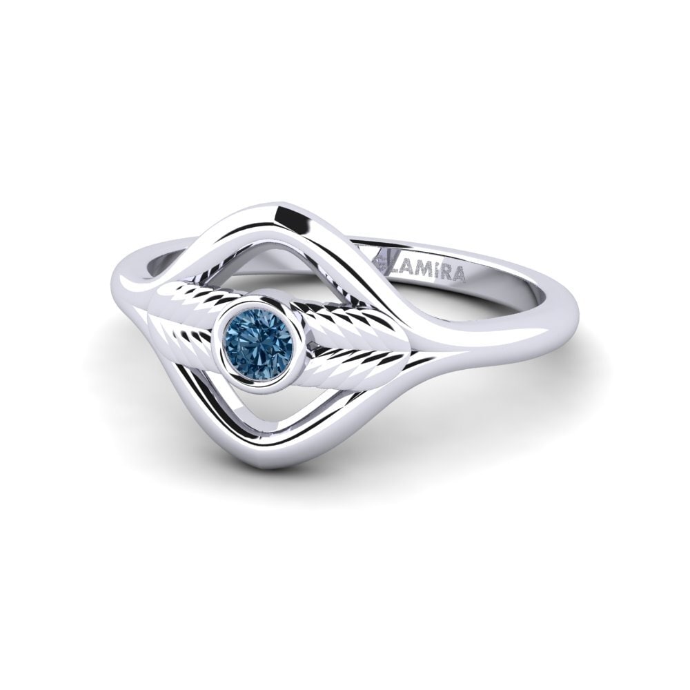 Diamante Azul Anillo de compromiso Heeling
