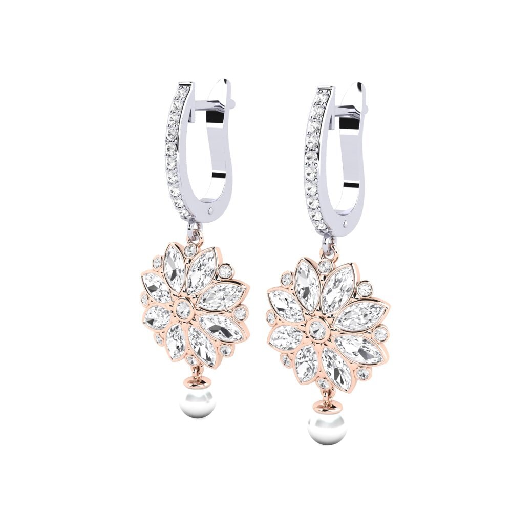 9ct White & Rose Gold White sapphire Women's Earring Heeren
