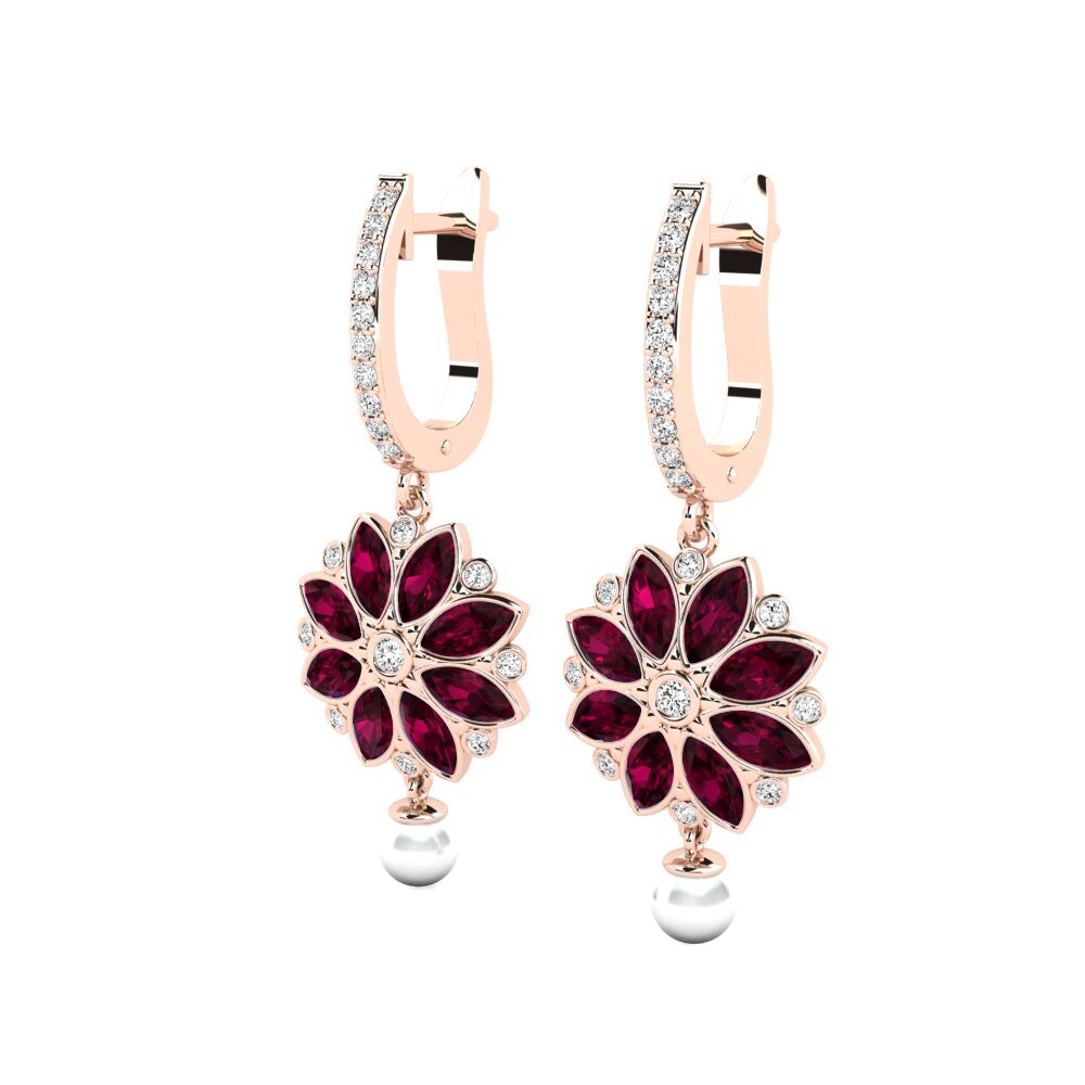 14k Oro Rosa Granate Rhodolite Pendiente de mujer Heeren