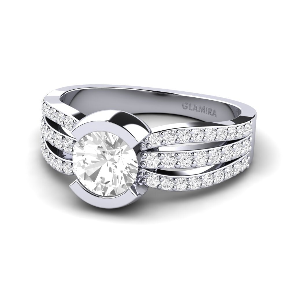 Zafiro blanco Anillo de Mujer Hehwe