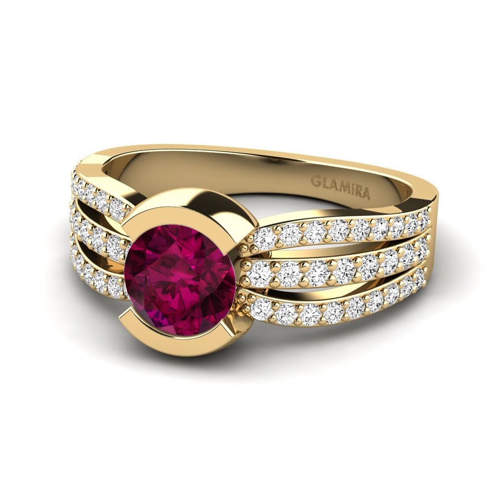 Granate Rhodolite Anillo de Mujer Hehwe