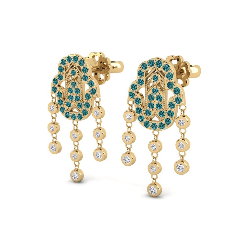 Diamant Bleu Boucle d'oreille femme Heillaseler
