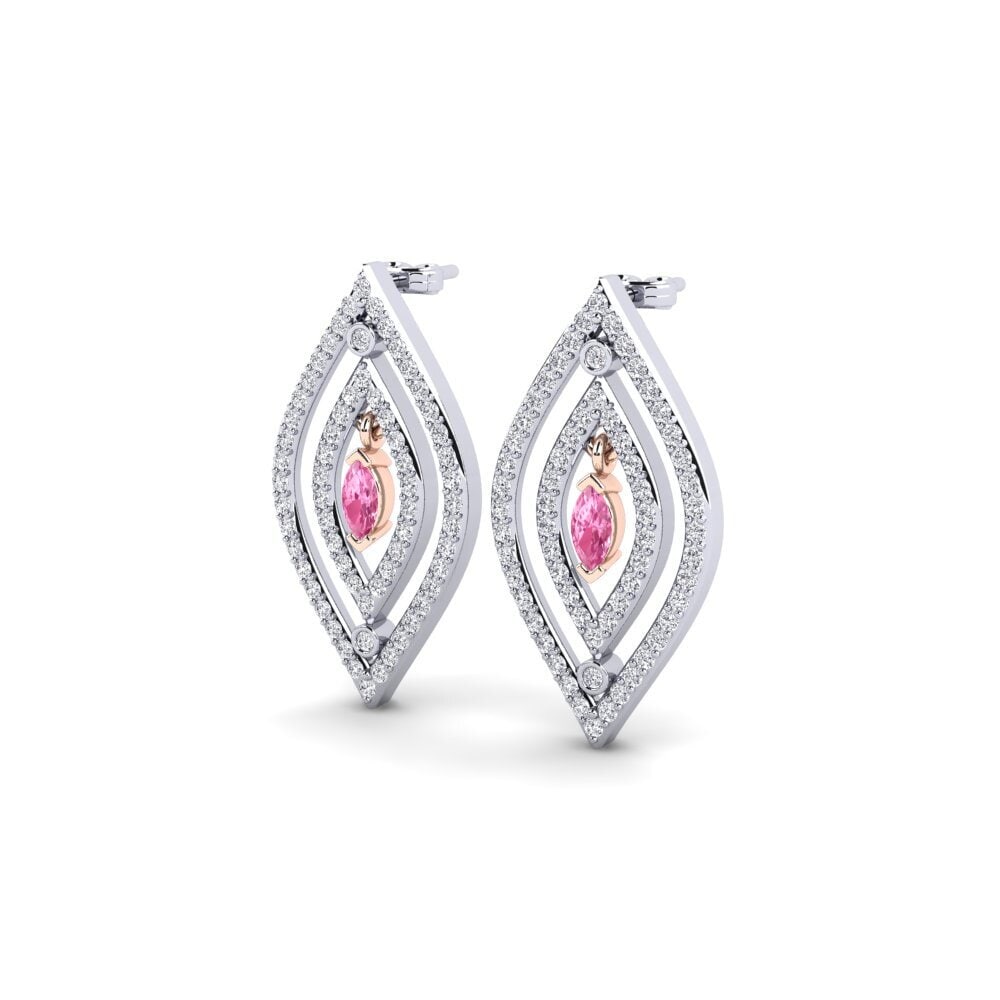 14ct White / Rose Gold Pink Sapphire Women's Earring Heilyn