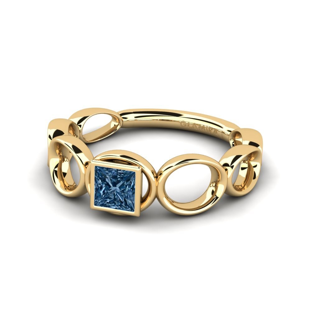 Princess Blue Diamond Engagement Ring Heito