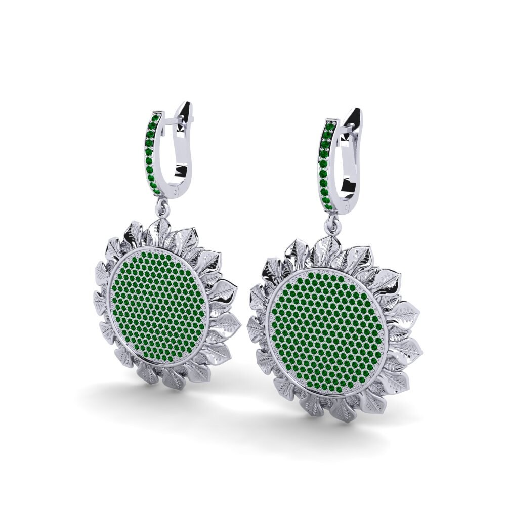 18k Oro Blanco Circonita Verde Pendiente de mujer Helalit