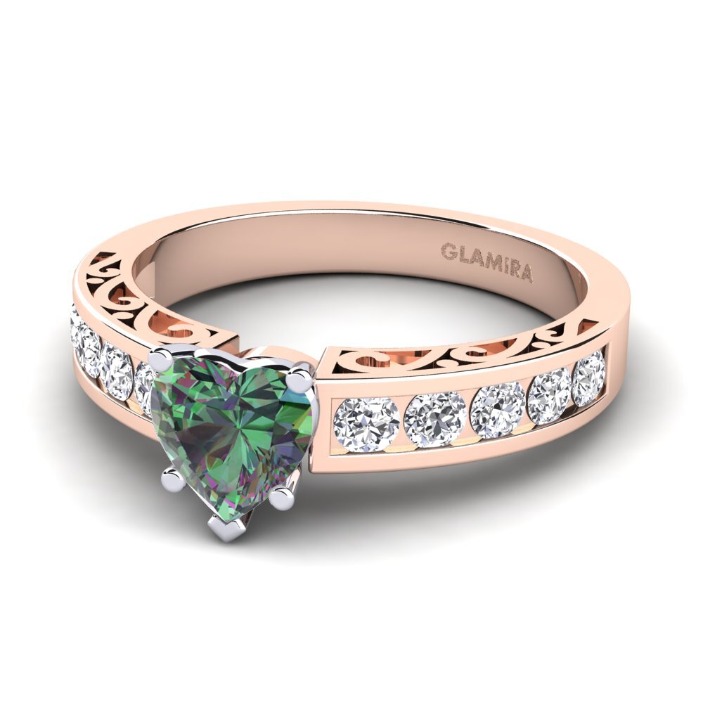 9ct Rose & White Gold Mystic Topaz Engagement Ring Helena