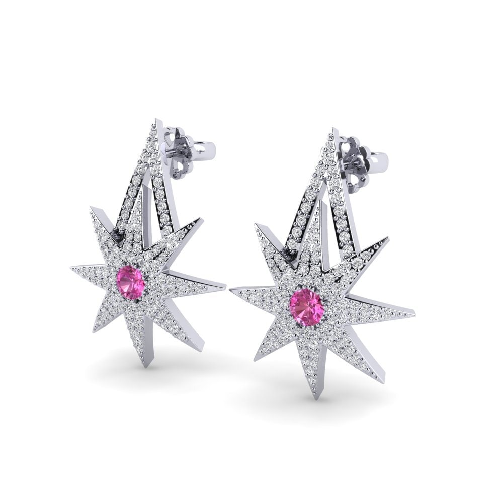 Đá Topaz Hồng Bông tai nữ Helenos