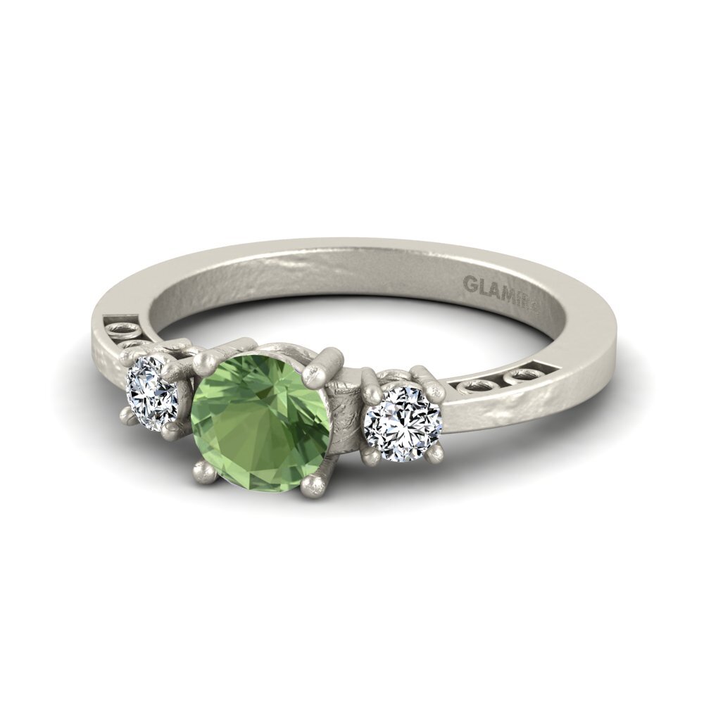 14ct White Gold Green Sapphire Women's Ring Hergy