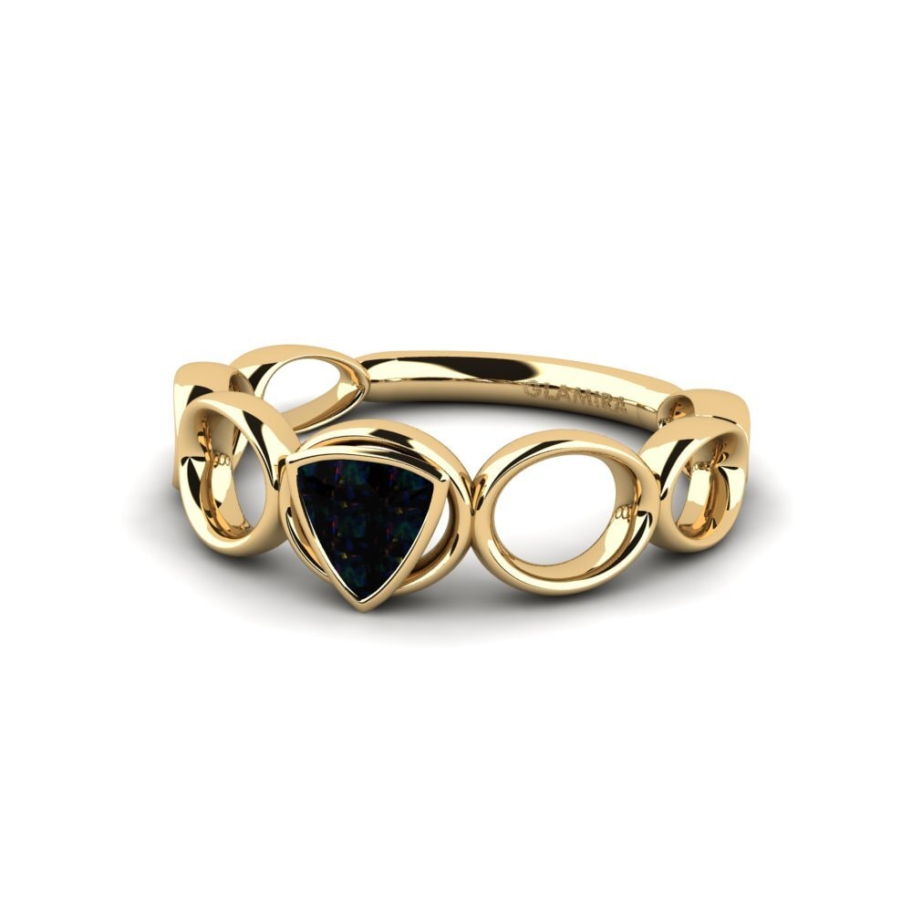 Trillion Black Opal Engagement Ring Heryuwek