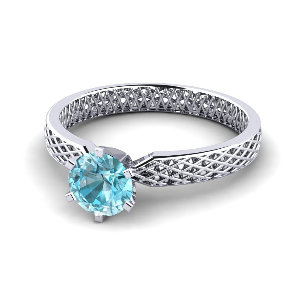 Paladio 950 Circón Azul Anillo de compromiso Hesena