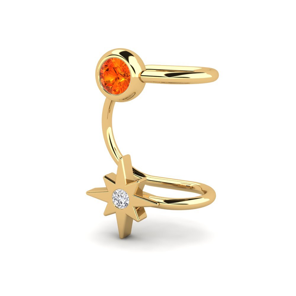 14ct Yellow Gold Orange Sapphire Women's Earring Hidalgo