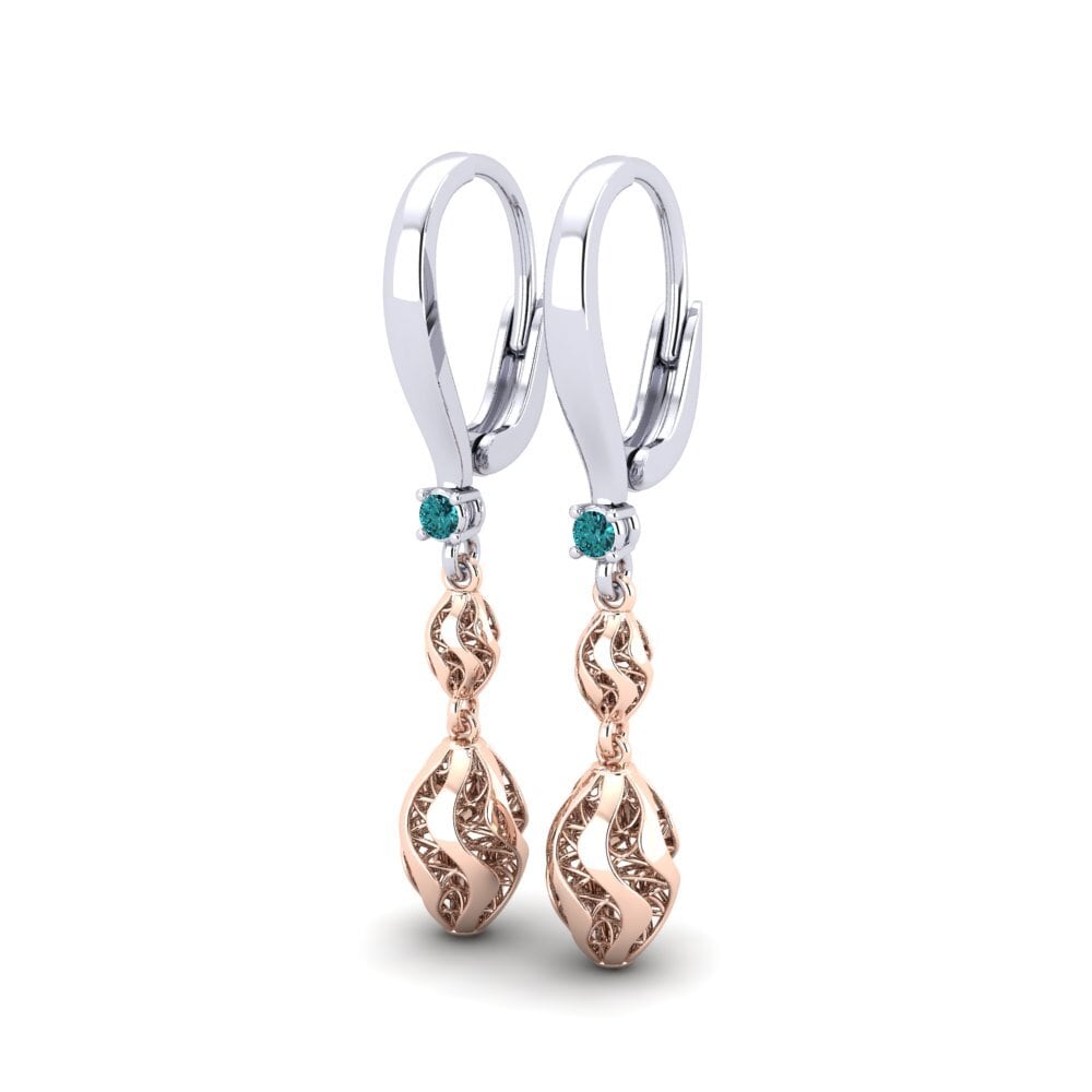 14k Oro Rosa & Blanco Pendiente de mujer Hilario