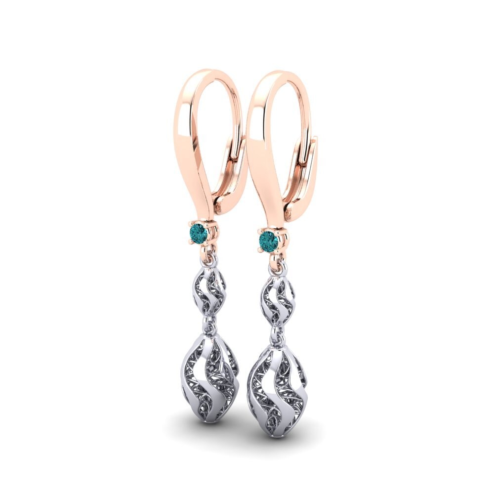 14k Oro Blanco & Rosa Pendiente de mujer Hilario