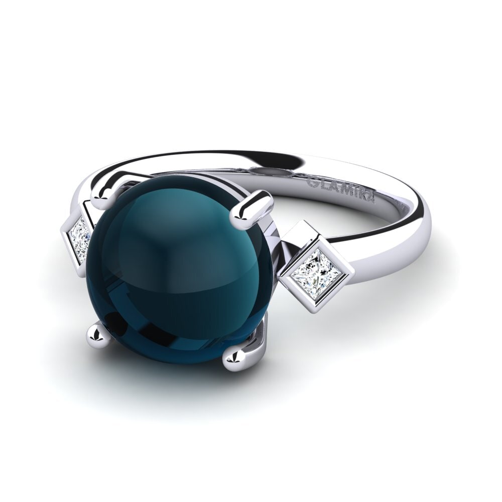 Topacio Azul Londres Cabujón Anillo Hildagarde