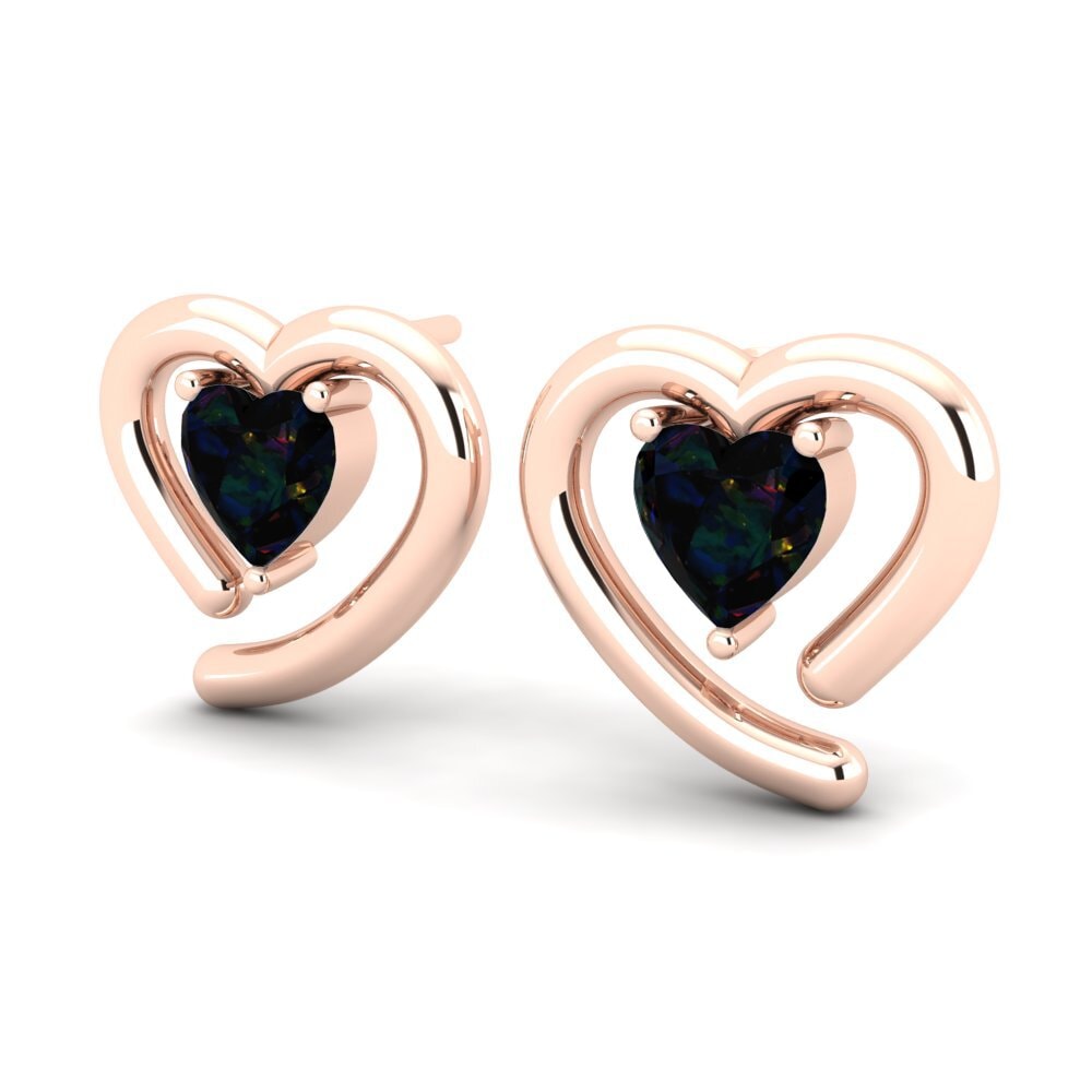 18ct Rose Gold Black Opal Women's Earring Hildana