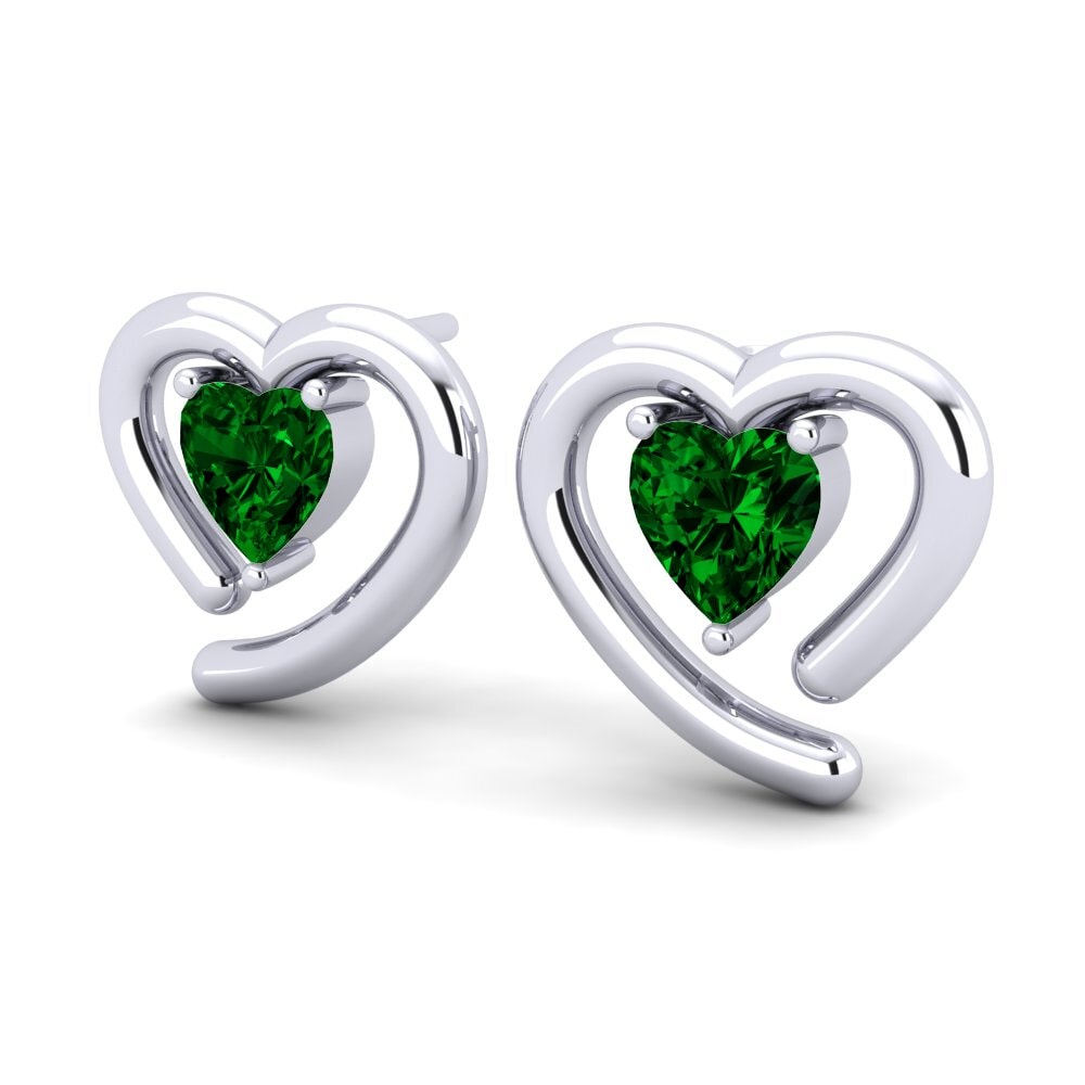 Corazón Circonita Verde Pendiente de mujer Hildana