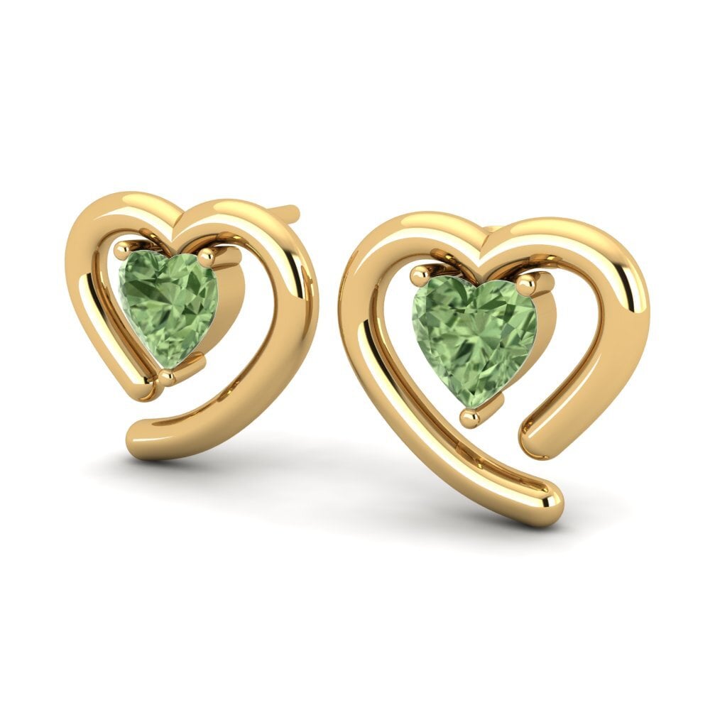 9k Oro Amarillo Zafiro Verde Pendiente de mujer Hildana
