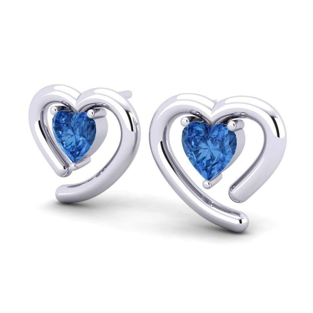 Corazón Circonita Azul Oscuro Pendiente de mujer Hildana