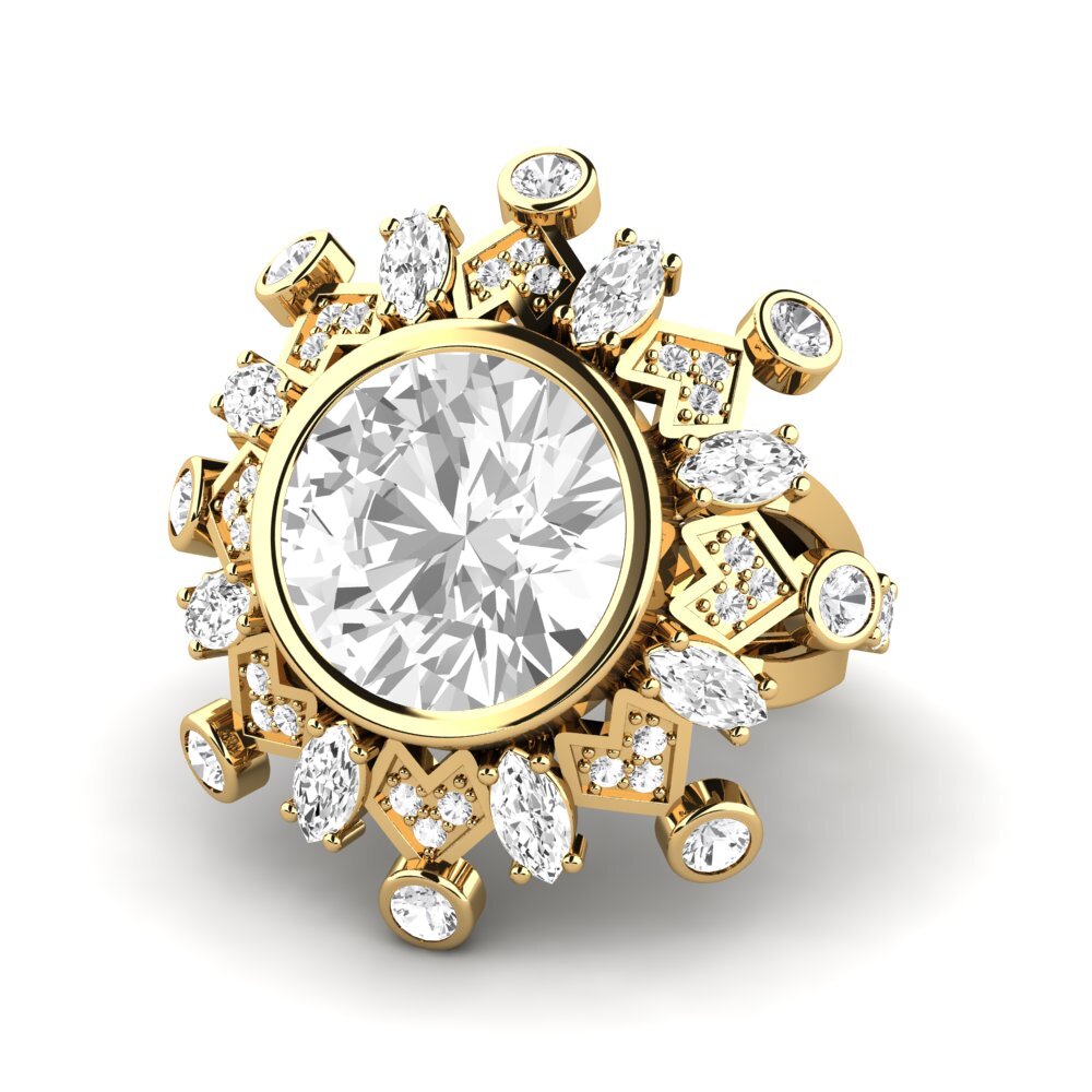 9k Oro Amarillo Topacio blanco Anillo de compromiso Hindle