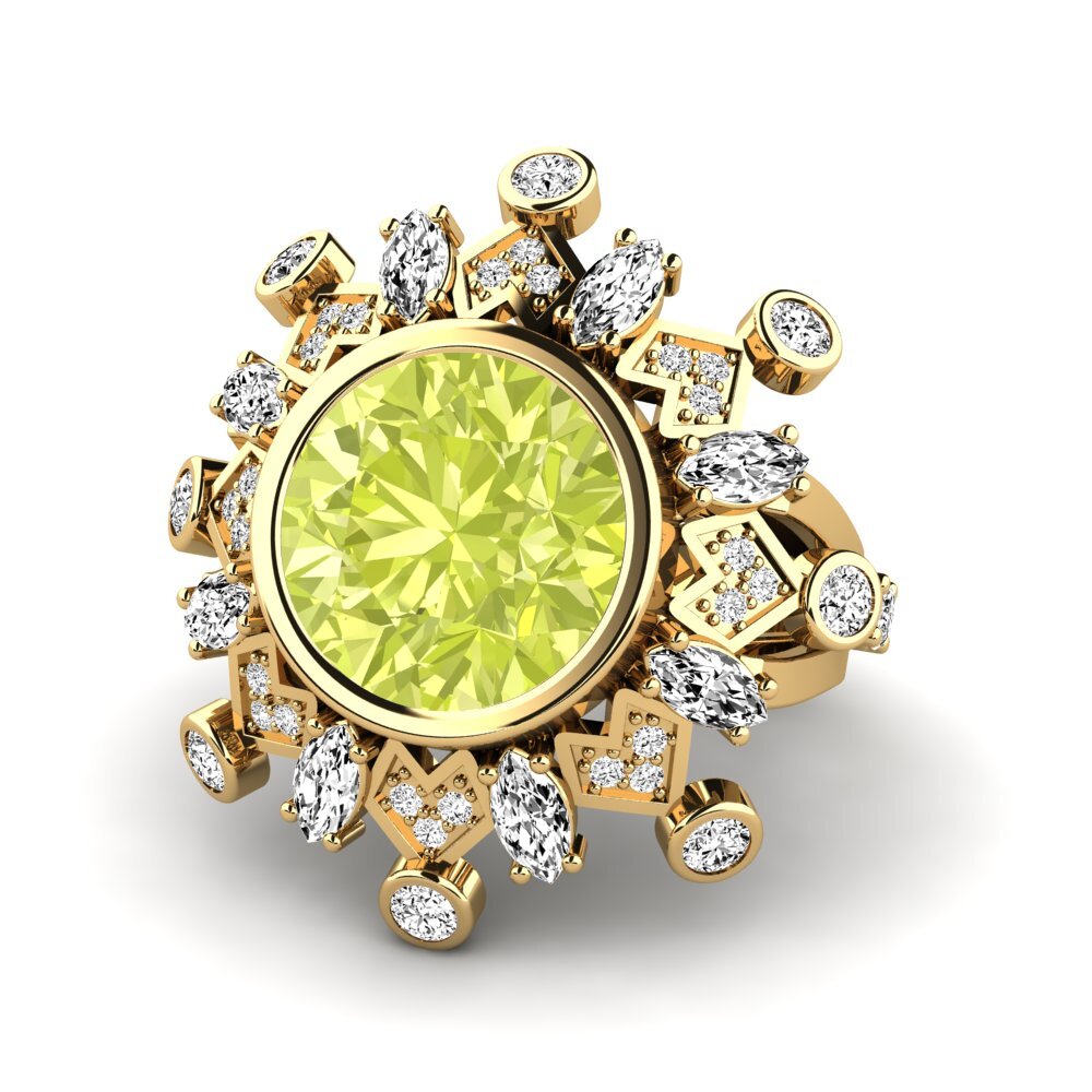 14k Oro Amarillo Cuarzo Limón Anillo de compromiso Hindle