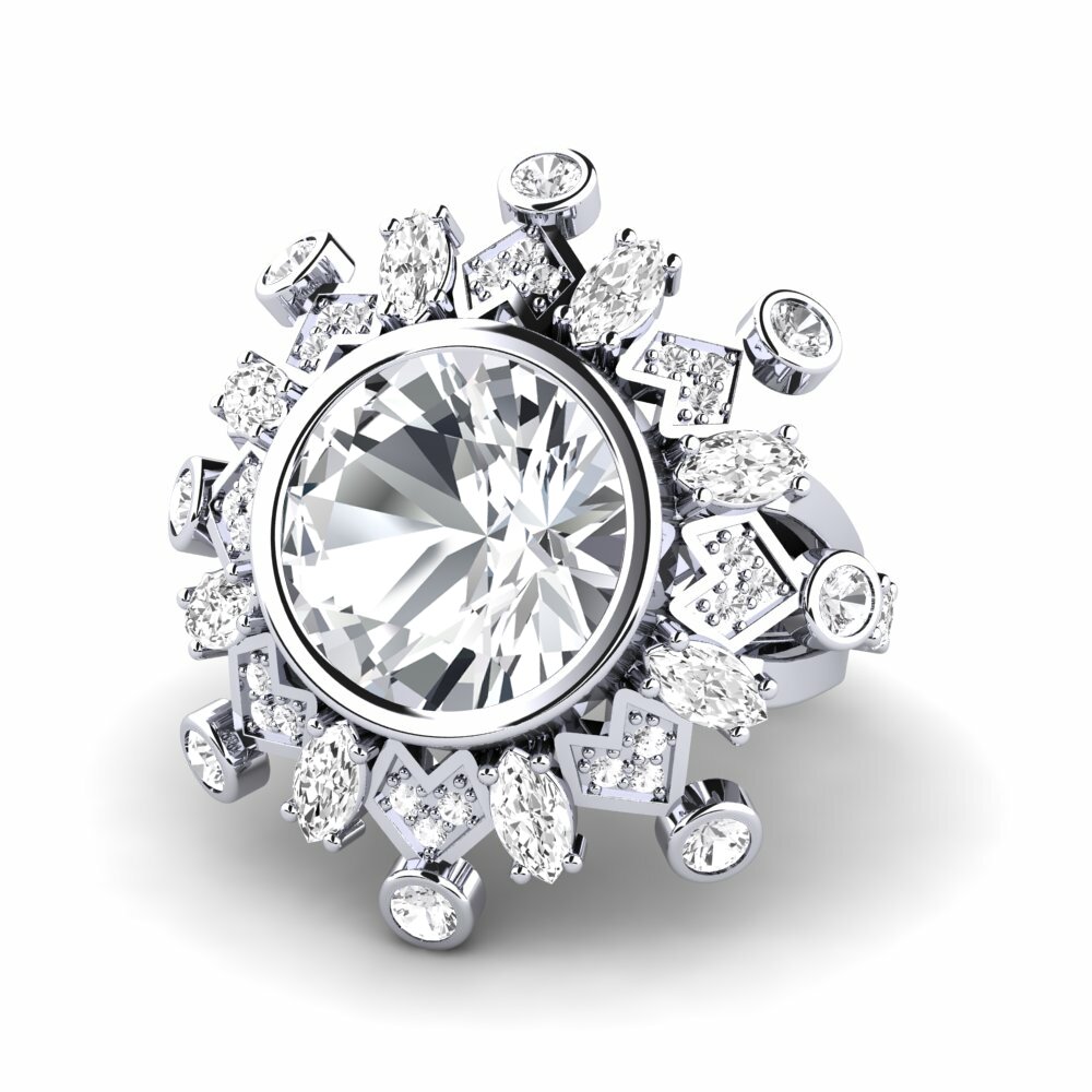 White Zircon Engagement Ring Hindle