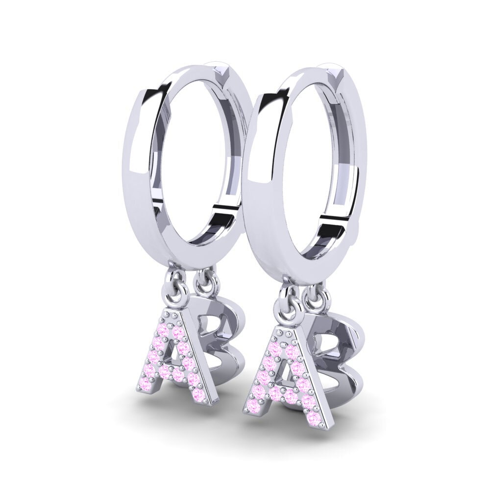 18ct White Gold Pink Sapphire Women's Earring Hiroko