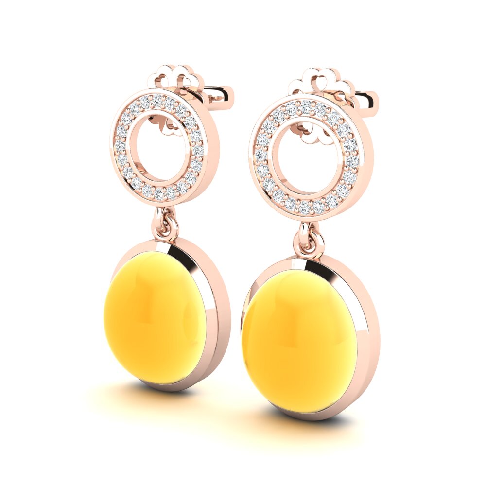 Đá Cabochon Thạch Anh Vàng Bông tai nữ Hlinka