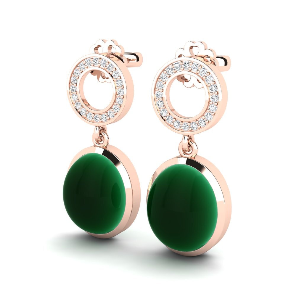 Đá Cabochon Ngọc Lục Bảo Bông tai nữ Hlinka