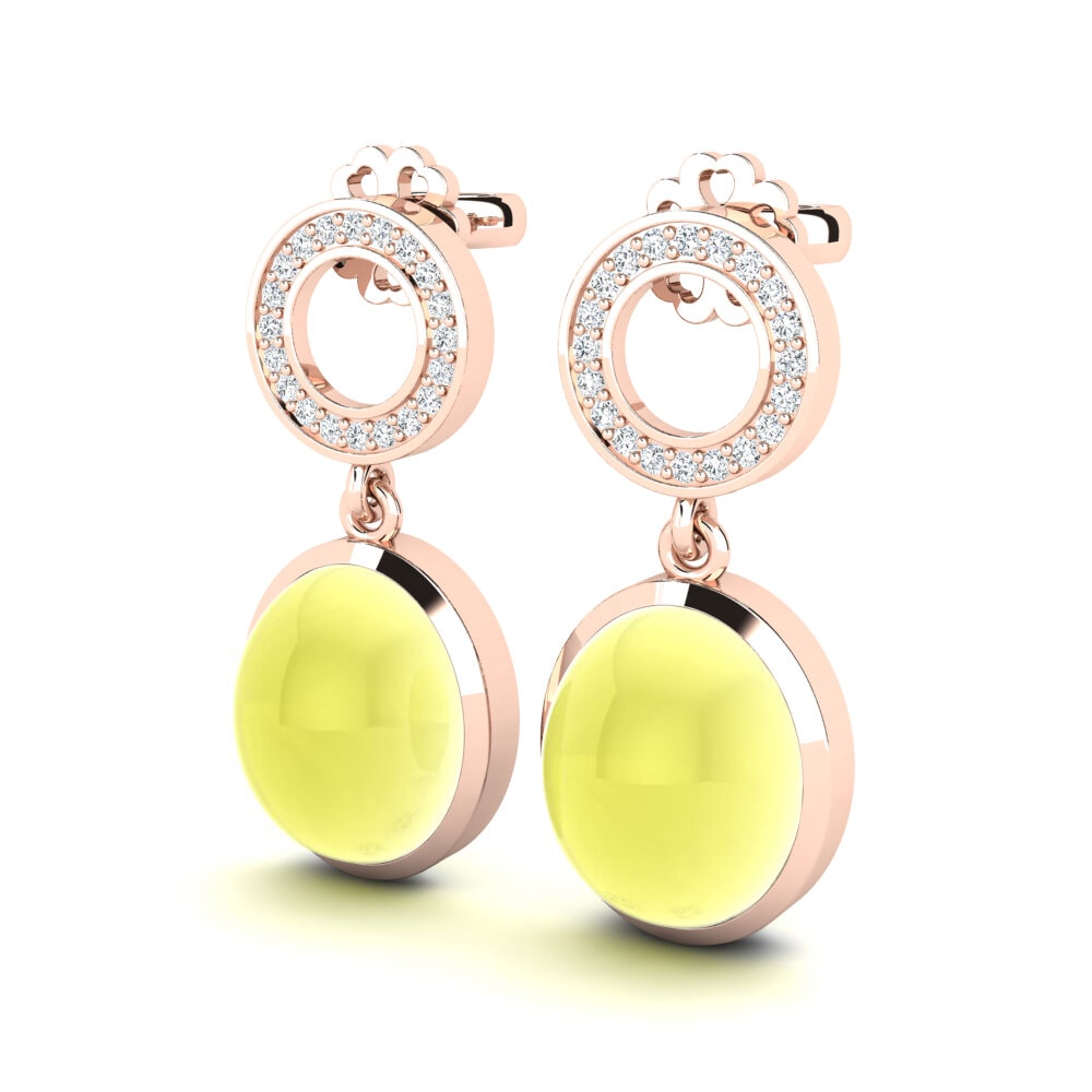 Đá Cabochon Topaz Vàng Bông tai nữ Hlinka