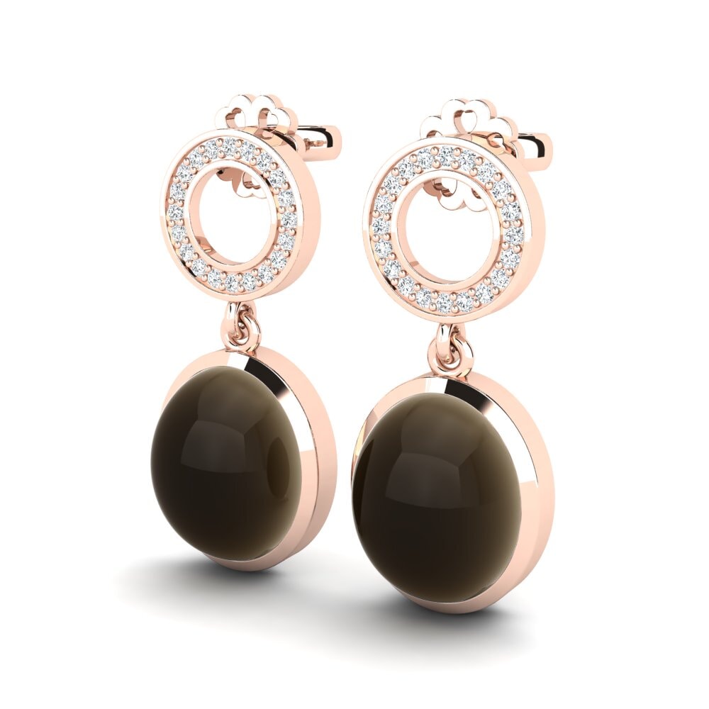 Đá Cabochon Thạch Anh Khói Bông tai nữ Hlinka