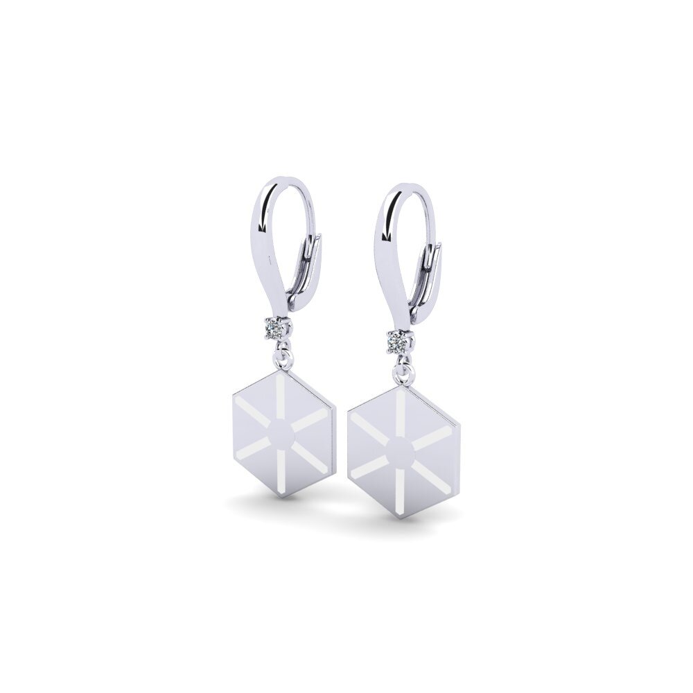 14k Oro Blanco Pendiente de mujer Hnig