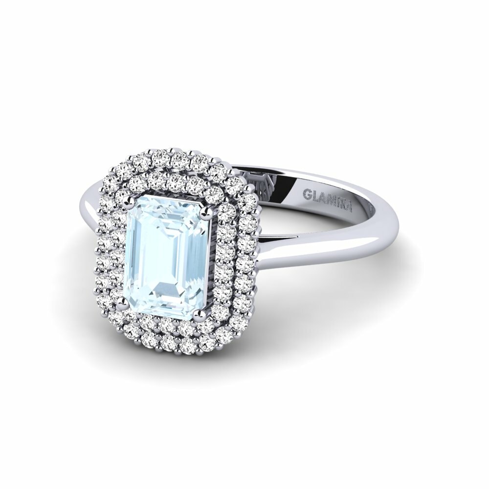 Aquamarine Engagement Ring Hobnailed