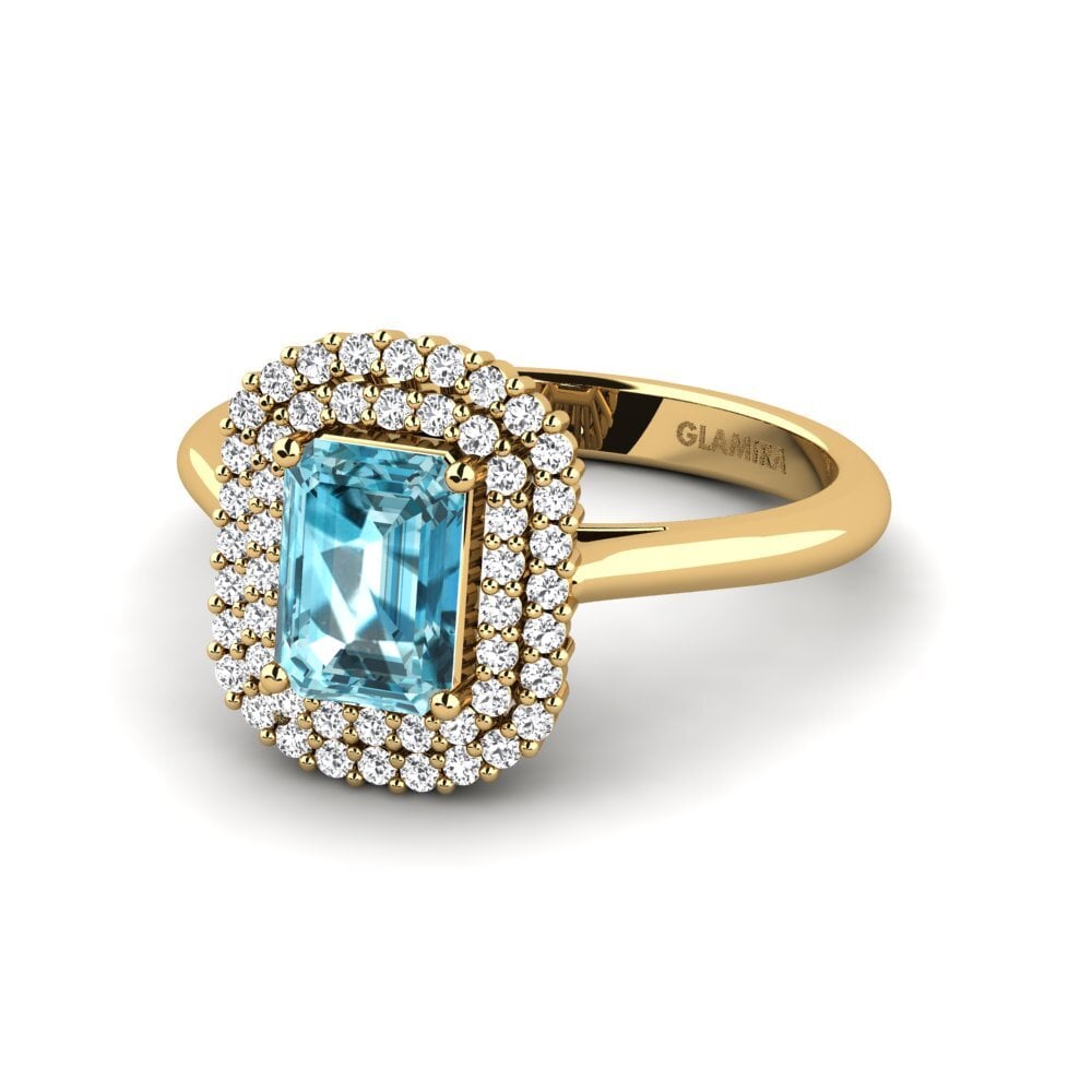 18k Oro Amarillo Anillo de compromiso Hobnailed