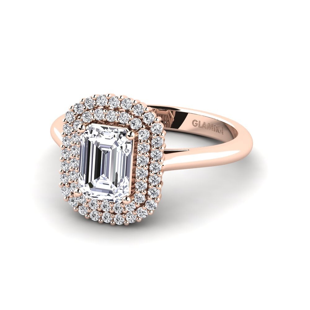 14k Oro Rosa Anillo de compromiso Hobnailed