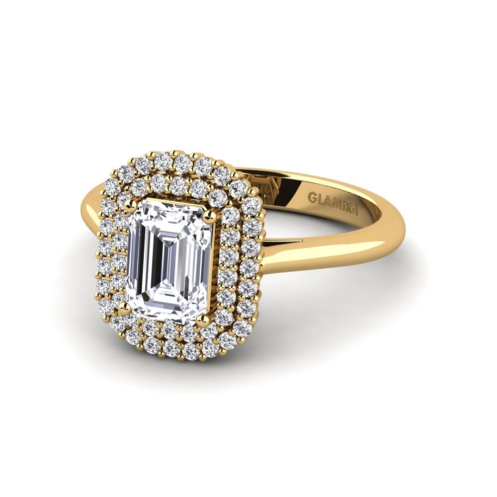 14k Oro Amarillo Anillo de compromiso Hobnailed