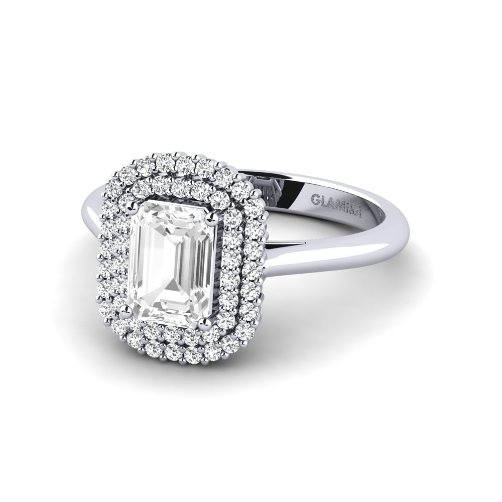 White sapphire Engagement Ring Hobnailed