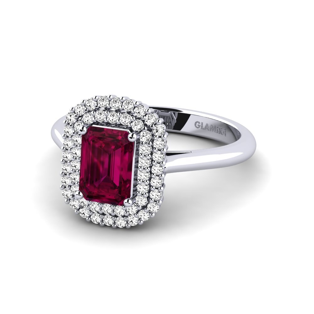 Rhodolite Garnet Engagement Ring Hobnailed