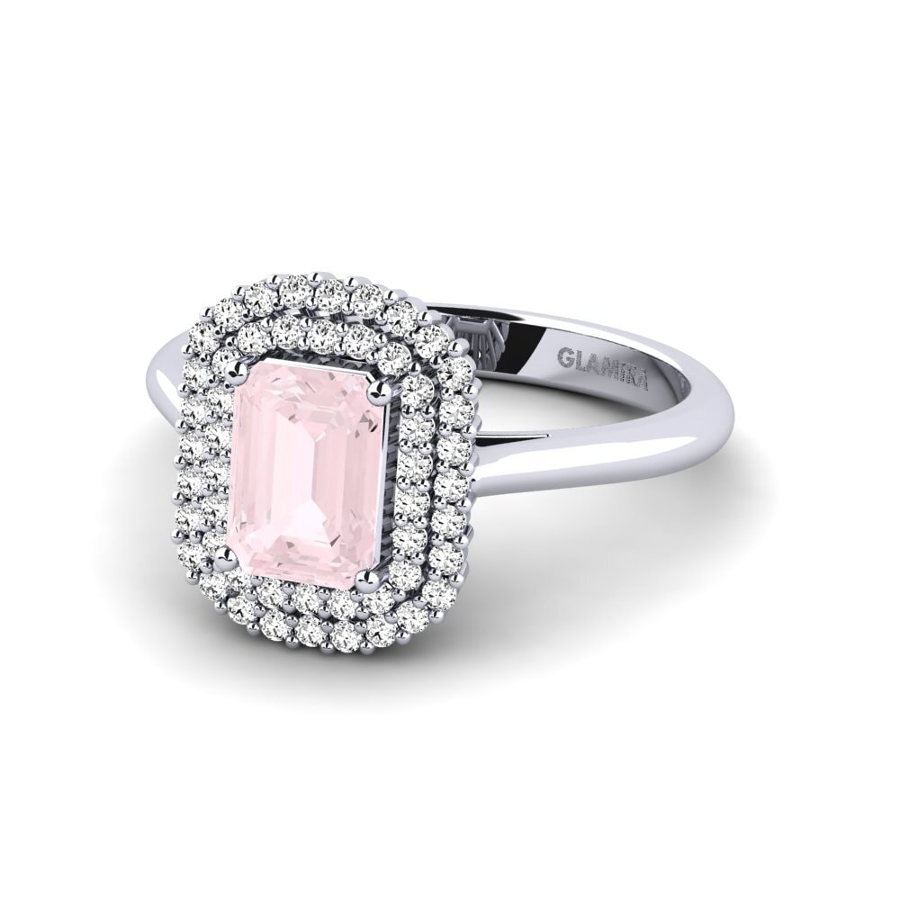 Rose Quartz Engagement Ring Hobnailed