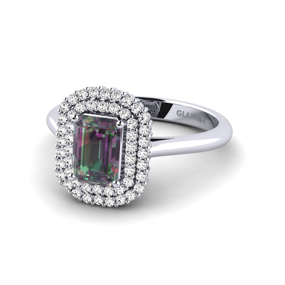 Mystic Topaz Engagement Ring Hobnailed