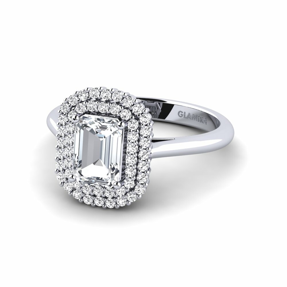 White Zircon Engagement Ring Hobnailed
