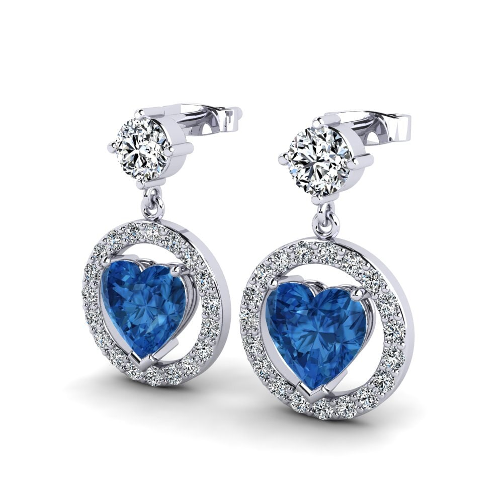 Corazón Circonita Azul Oscuro Pendiente de mujer Hobson