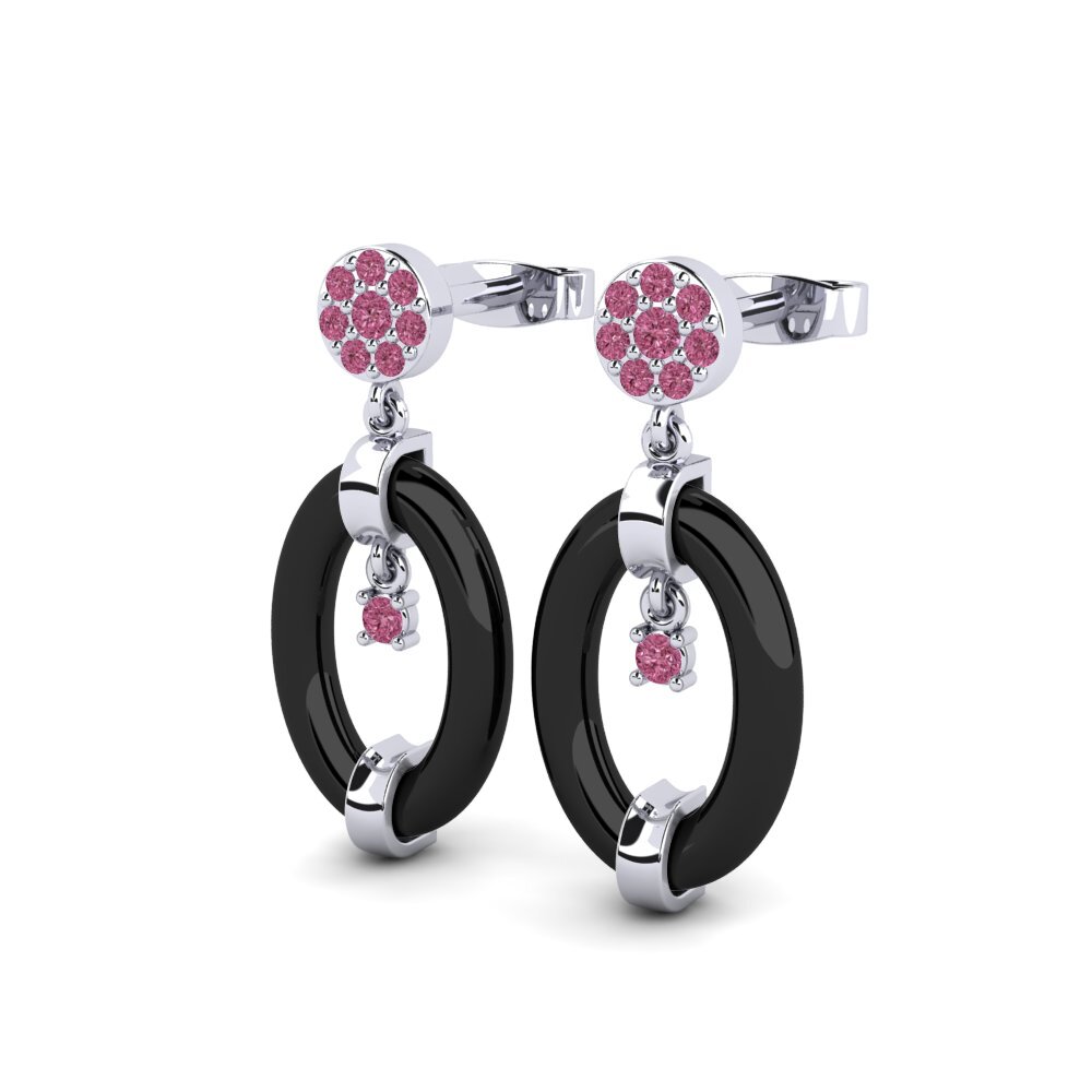 Platino 950 Granate Rhodolite Pendiente de mujer Hockaday