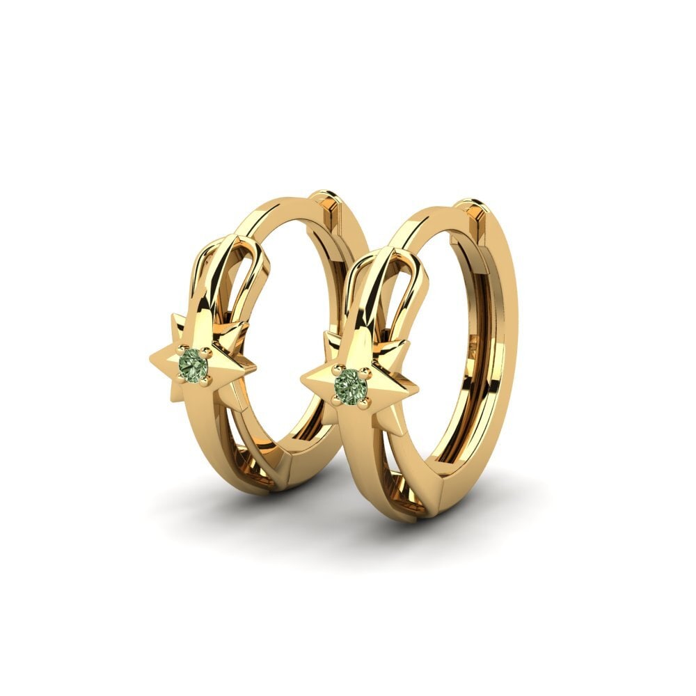 14ct Yellow Gold Green Diamond Women's Earring Hoku