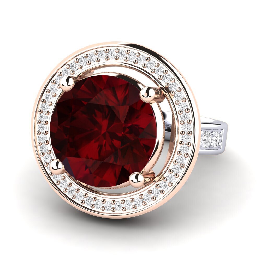 14k White & Rose Gold Garnet Ring Holli