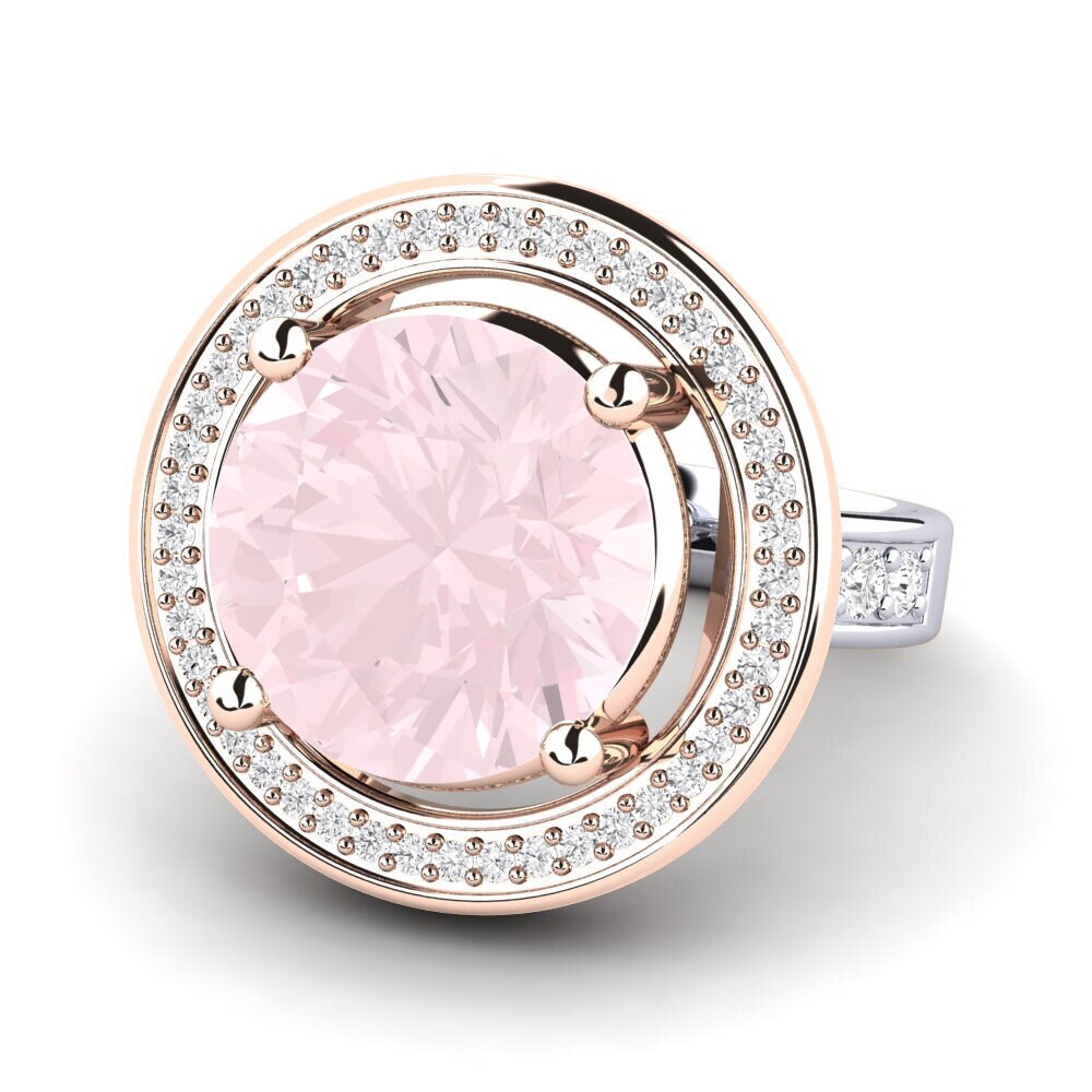 18k Oro Blanco & Rosa Anillo Holli
