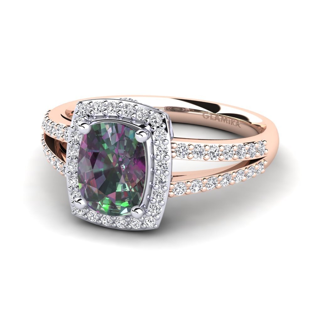 9ct Rose & White Gold Mystic Topaz Engagement Ring Holly