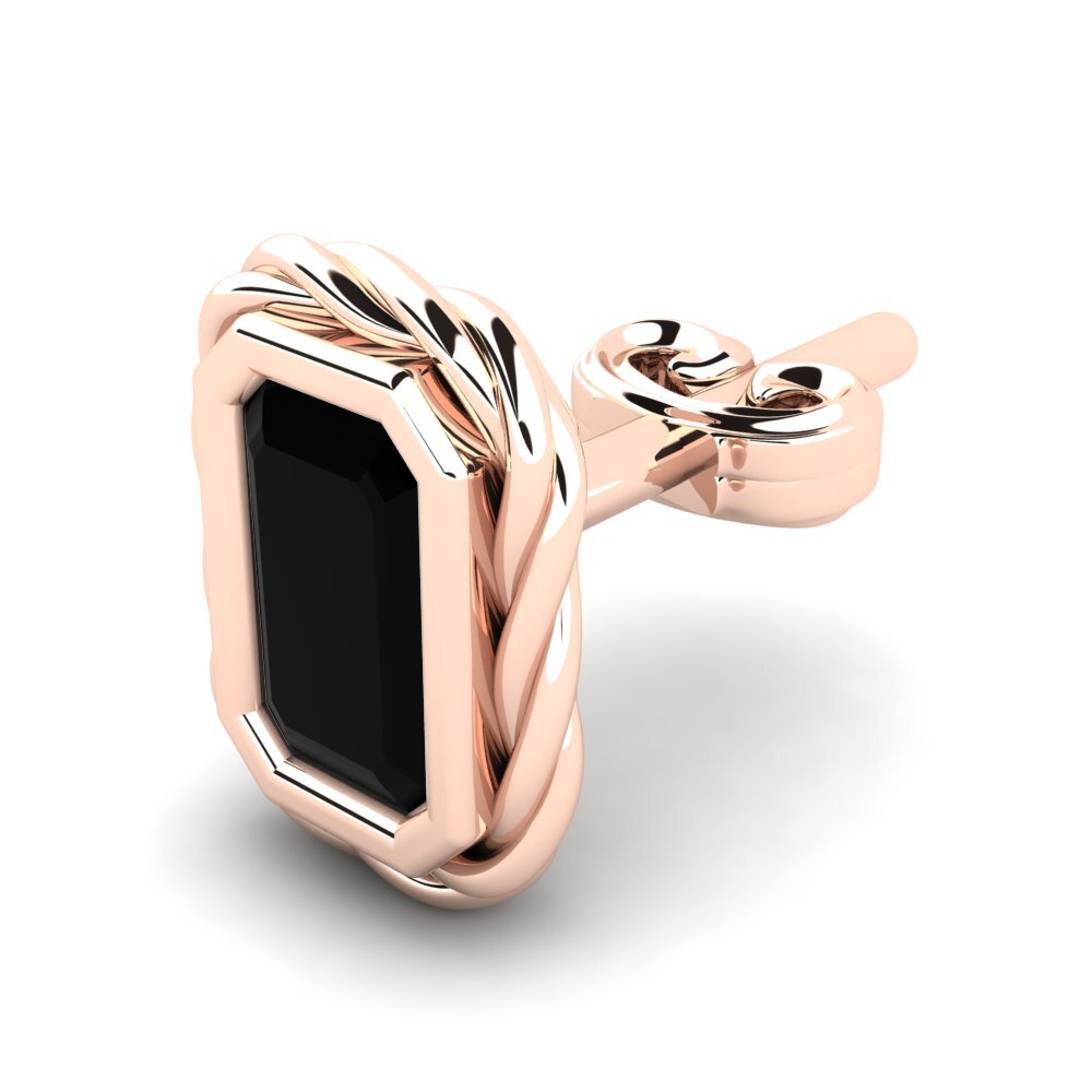 585 Červené zlato Černý diamant Pánské náušnice Hoopa