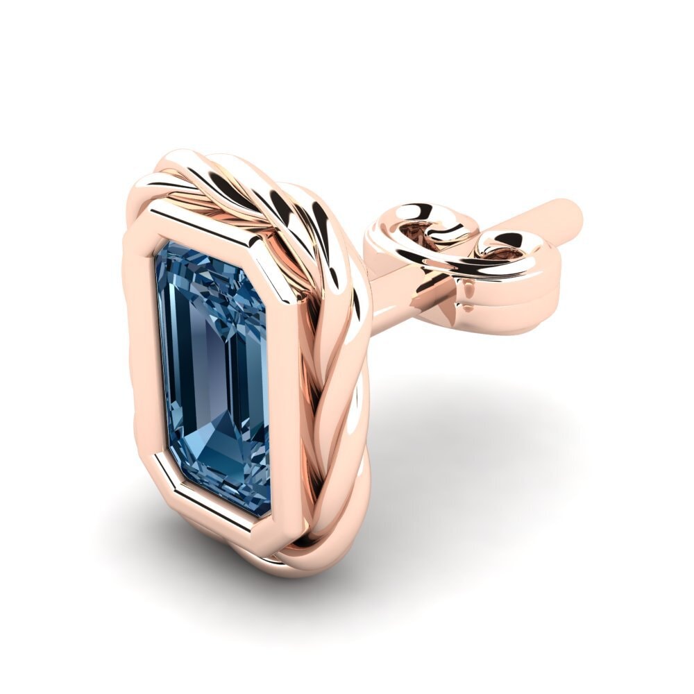 14k Oro Rosa Diamante Azul Pendiente para hombre Hoopa